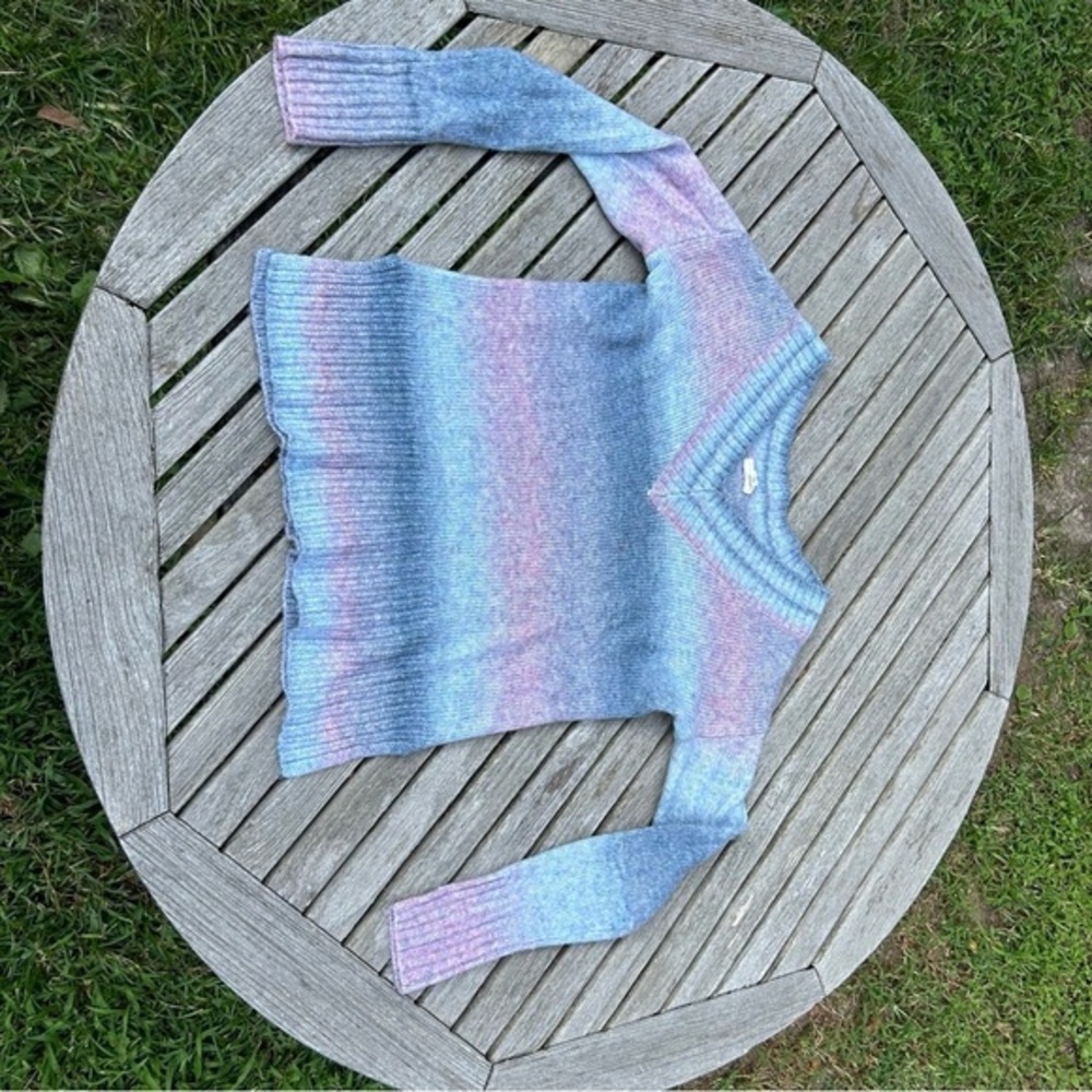 Sweater Blue‎ Pink Cotton Candy Ombre Striped Knit size small a new approach Ana
